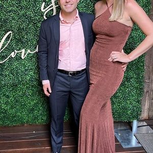 Rust Floor Length Formal Dress